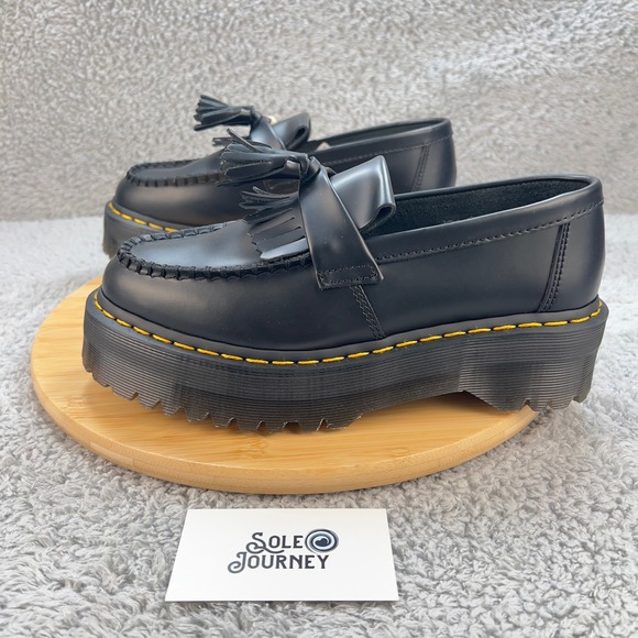 Dr. Martens Shoes - Dr Martens Platform Tassel Loafers Black Leather Chunky Womens 7 Goth Academia